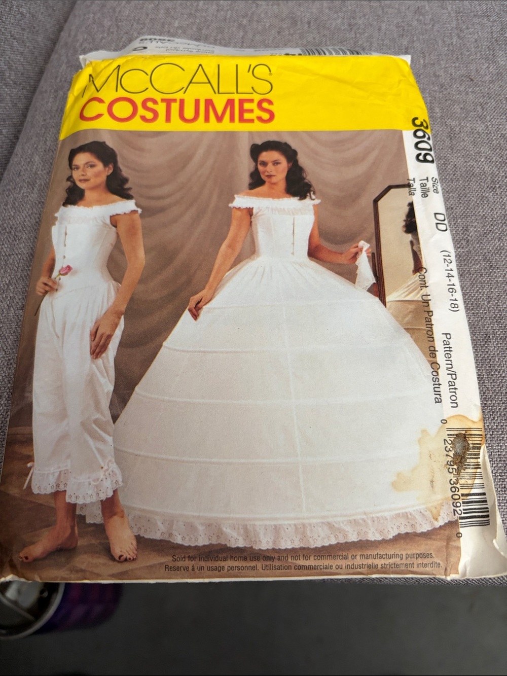McCall's Women's White Off-Shoulder Costume Gown Pattern